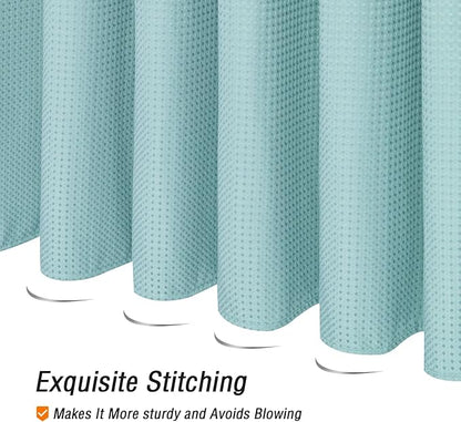 Gibelle Small Stall Shower Curtain 36 x 72, Narrow Half Waffle Weave Textured Fabric Shower Curtain for Bathroom, Water Repellent, Machine Washable, Teal