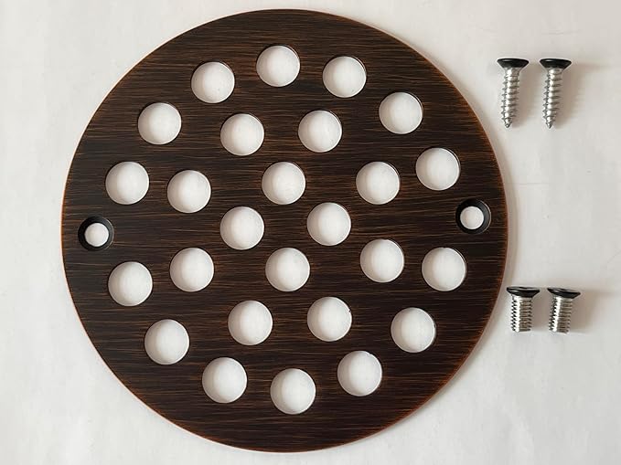 4 Inch Screw-in Round Shower Drain Cover Replacement Floor Drainer with Screws (Oil Rubbed Bronze)