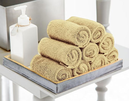 Utopia Towels 12 Pack Cotton Washcloths Set, 100% Ring Spun Cotton, Premium Flannel Face Cloths, Highly Absorbent and Soft Feel Fingertip Towels, Beige, Plum, Sage Green, Navy