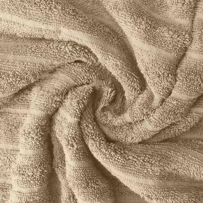 DAN RIVER Pack of 2 Bath Sheet 35x70 Inches, Ribbed Big Towels Oversized Extra Large Bath Towel, Absorbent Organic Cotton Towel - Tan