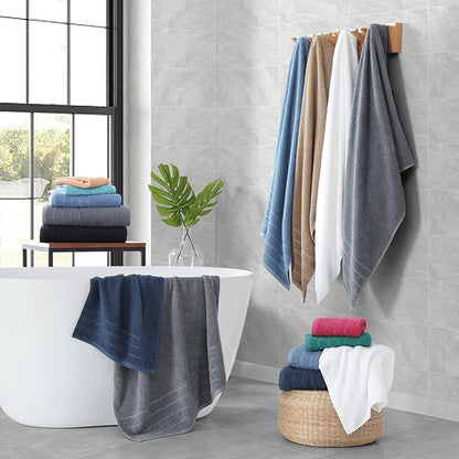 Casa Platino 100% Cotton Luxury Bathroom Towel Set - 18 Pc - Ring Spun, Quick Dry, Soft & Highly Absorbent - 6 Bath, 6 Washcloths, 6 Hand Towels - Remains Plush After Multiple Washes - Platinum