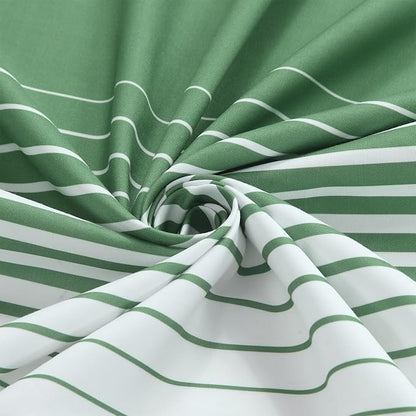 90 Inch Green Shower Curtain, Extra Long Sage Green and White Gradient Horizontal Stripe Waterproof Polyester Shower Curtains for Bathroom, 72x90 Inches