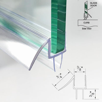 Shower Door Bottom Seal Strip 36 inch Frameless Shower Sweep for 3/8" (10mm) Thick Glass Ultra Clear Polycarbonate - Single Pack