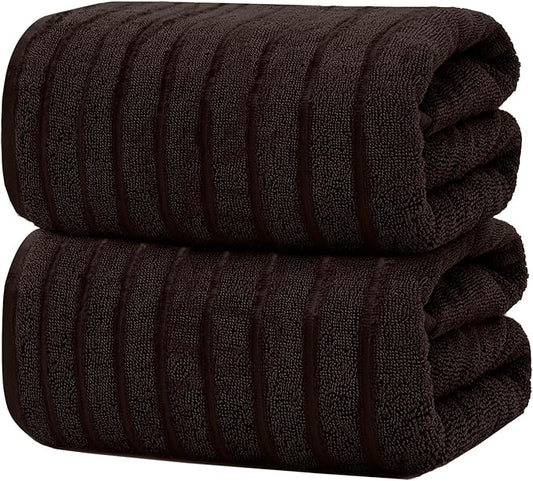 DAN RIVER Pack of 2 Bath Sheet 35x70 Inches, Ribbed Oversized Bath Sheets Towels for Adults, Fluffy and Soft Plush Towels - Brown