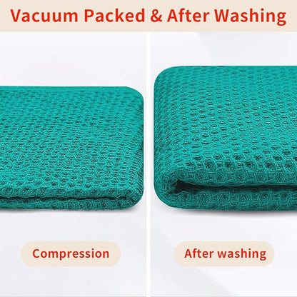 Homaxy 100% Cotton Waffle Weave Kitchen Dish Towels, Ultra Soft Absorbent Quick Drying Cleaning Towel, 13 x 28 Inches, 8-Pack, Teal