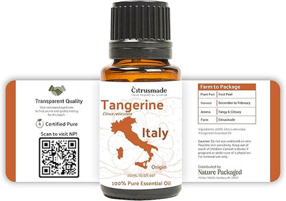 Tangerine Essential Oil - Direct from Citrusmade in Sicily, Italy - Essential Oils for Diffusers & Aromatherapy | 100% Pure Therapeutic Grade (15ml)