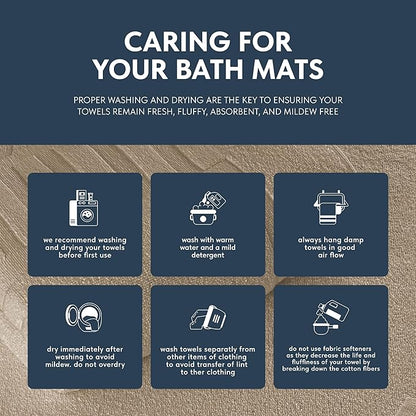 White Classic Luxury Bath Mat Floor Towel Set - Absorbent Cotton Hotel Spa Shower/Bathtub Mats [Not a Bathroom Rug] 22"x34" | 2 Pack | Taupe