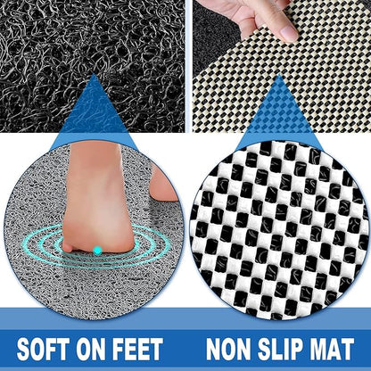 Shower Mats Non Slip for Elderly, 24x47’’Extra Lager Loofah Bath Mats for Shower, Non-Slip Bath for Elderly-Black