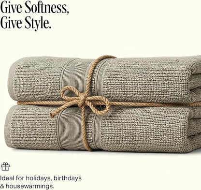 Preston Lane Douro Hand Towel Set – 2 Pack Luxury Cotton Towels, Ultra Soft & Absorbent, Quick-Dry Spa-Quality Bathroom Towels, Made in Portugal, Eucalyptus