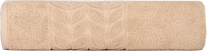 BAGNO MILANO Organic Turkish Cotton Bath Towels, Luxury Jacquard Collection, Certified Organic Highly Absorbent, Soft-Plush Towel Set (Latte, Bathsheet)