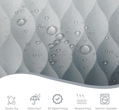 Grey Ombre Shower Curtain, Modern Geometric Shower Curtain Set, Washable Polyester Fabric for Bathroom, Weighted Hem, 72 x 72 inch