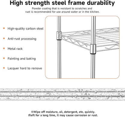 IZEUK 4 Tier Metal Wire Shelf Unit, Chrome Storage Rack Organizer for Kitchen, Bedroom, Living Room or Laundry Room, 17.7" W x 11.8" D x 41.9" H