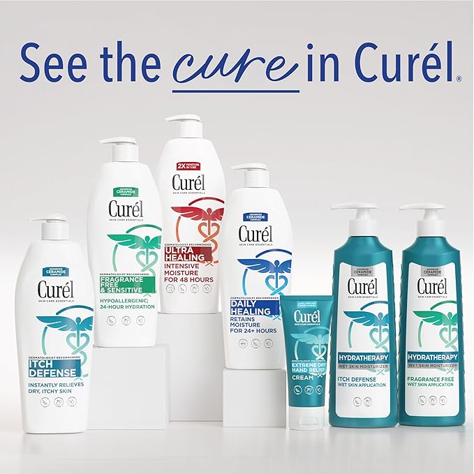 Curel Fragrance Free Lotion for Sensitive and Dry skin, Non-Greasy Hand and Body Lotion that Hydrates and Relieves Irritated Itchy Skin, Ceramide Moisturizer, Body Care, Bulk, 13 Oz (Pack of 3)