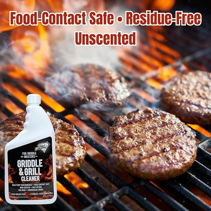 Black Diamond Stoneworks Griddle & Grill Cleaner – Flat Top Griddle Cleaner, Non-Caustic, Food-Contact Safe, Unscented, Residue-Free, Stainless & Cold-Rolled Steel, 32 fl oz (32)
