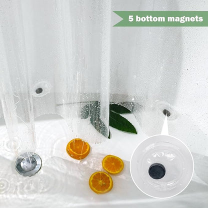 UFRIDAY Clear Extra Long Shower Curtain Liner 72 x 84 inches,Heavy Duty Waterproof Transparent Clear Bathroom Shower Liner with 5 Magnets Bottom.