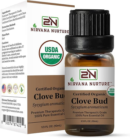 Clove Bud Essential Oil USDA Certified Organic, 100% Pure Natural Premium Grade, Undiluted