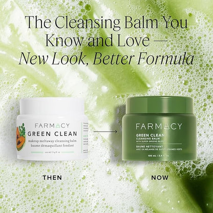 Farmacy Makeup Remover Cleansing Balm - Green Clean Waterproof Makeup Remover Balm + Oil Cleanser for Face - Gently Removes Make Up + SPF while Hydrating Skin (30ml)