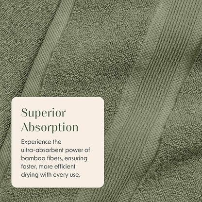 Springtree Home Luxury Viscose from Bamboo Bath Towel Set of 4 | 35% Viscose from Bamboo - 65% Cotton | Absorbent Quick-Dry Towels for Bathroom | Oeko-TEX Standard 100 Cotton | Lily Pad Green