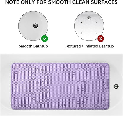 Double Layer Foam Non Slip Bathtub Mat 37x17in, More Comfortable and Thicker Tub Mat Than Ordinary Foam Shower Mat, Bath Mat for Tub with Suction for Comfort and Safety (P-Purple, 36'' x 17'')