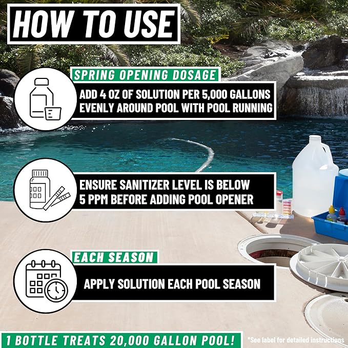 3in1 Pool Start Up - 20,000 Gallon Pool Opening Kit For Above Ground Pool, Pool Opening Kit for Inground Pools, Pool Starter Kit, Salt Water & Chlorine Compatible Pool Chemicals