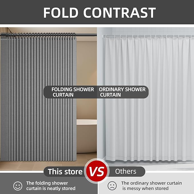 Bathroom Magnetic Folding Shower Curtain, Accordion-Style Shower Curtain, Suitable for Shower Rooms, bathtubs, Hotels or Apartments (High-Grade Grey, W:70*H79.5Inch)