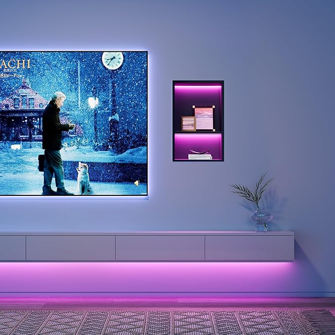 2-Tiers 12x18Inch Wall Niche with RGB LED Light Strips, Matte Black Shower Niche Cabinet, Stainless Steel Bathroom Shelf, NO Tile Needed Recessed Storage Organizer