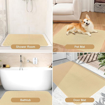Extra Large Shower Mat: 47"x32" Non Slip Shower Mats for Inside Shower, PVC Anti Slip Shower Stall Mats No Odor, Trimmable Walk in Shower Mats for Elderly Kids
