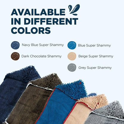 Soggy Doggy Super Shammy Dog Towel - Microfiber Chenille Towel for Drying Dogs and Cleaning Paws - Fast Drying with Hand Pockets for Ease (Navy Blue, 31” x 14”)