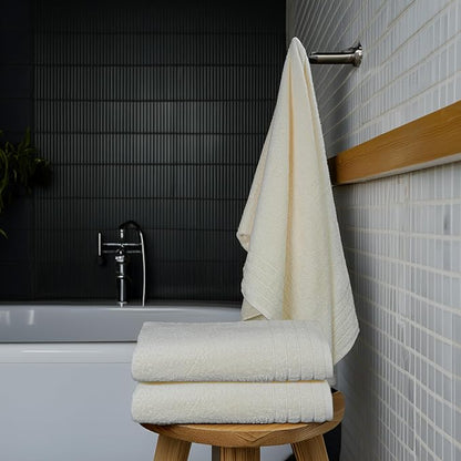 Tens Towels Pack of 4 Extra Large Bath Towels 30 x 60 Inches, 100% Cotton, Larger & Lighter Weight, Quicker to Dry, Super Soft and Absorbent, Perfect for Bathroom, Cream