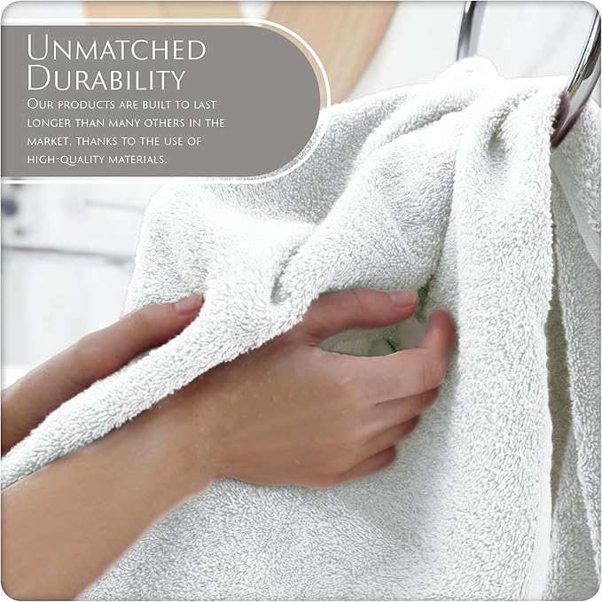 MAURA Basics Hand Towels for Bathroom with Hanging Hook Loops. Soft, Durable, Long Lasting and Absorbent Hand Towel Sets for Bathroom, American Standard Size 16"x28", White