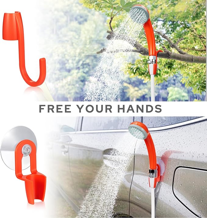 Portable Shower for Camping, 4400mAh Electric Portable Camping Shower with USB C Adapter, Outdoor Camp Pump with LED Camping Light, Multiple Power Supply Methods, for Hiking, Travel, Car