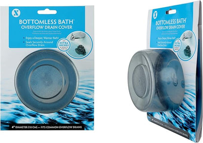 SlipX Solutions Bottomless Bath Overflow Drain Cover for Tub, Adds Inches of Water to Bathtub for a Warmer Deeper Bath, Spa Accessories, Drain Block, Water Stopper Plug (4 inch Inner Diameter, Gray)