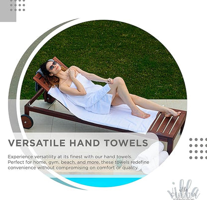 Premium Silver Hand Towels-100% Cotton, Soft & Absorbent, Fast Drying, Elegant Salon Spa Hotel Set of 4 (16''x 28'')