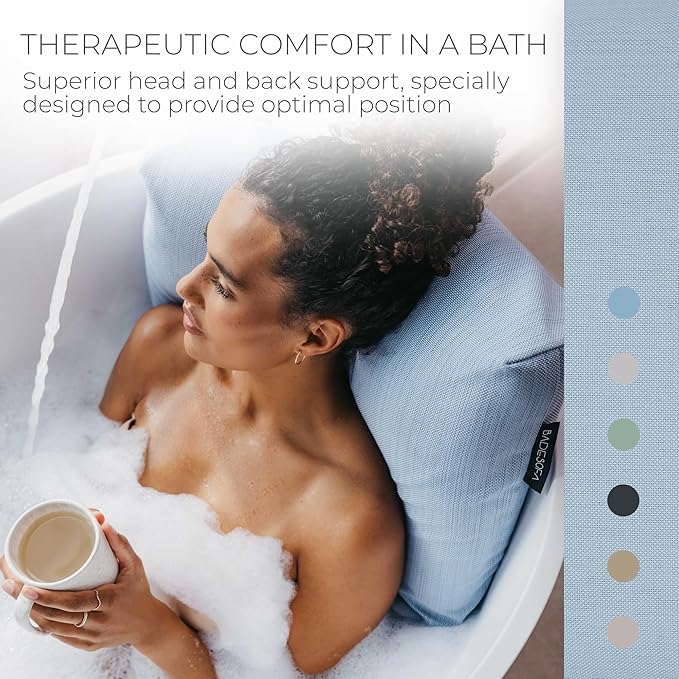 BADESOFA® Luxury Bathtub Pillow L - Large Bath Pillow for Therapeutic Neck and Back Support Quick-Drying - Washable Full Body Bath Tub Cushion - Luxury Spa Cushion in Blue