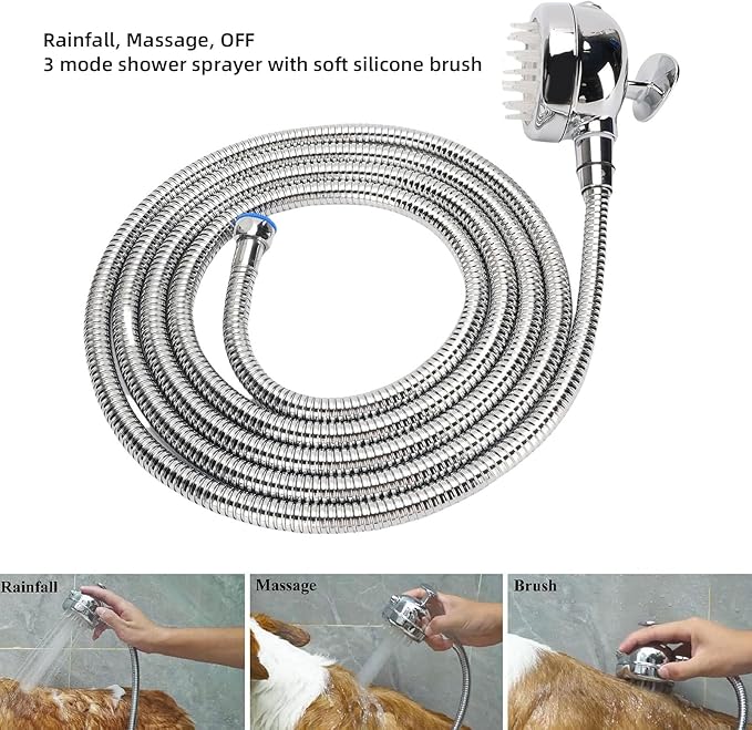 Fafeicy Dog Shower Attachment Set, ABS Pet Washing Sprayer with Hose and Adjustable Water Modes, for Easy Bathing and Grooming