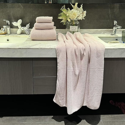 Extra Large Bath Towels Set for Bathroom 30x60 Inches Super Soft Light Weight Quick Dry Microfiber Shower Towels (Pink, 6 Piece)