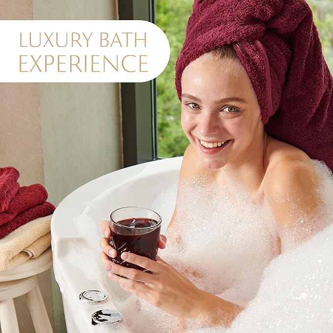 MAURA Burgundy Bath Towel Set of 8 for Bathroom. Turkish Cotton Luxury Bath Towels Extra Large, Thick, Plush & Soft. Hotel & Spa Quality - Burgundy