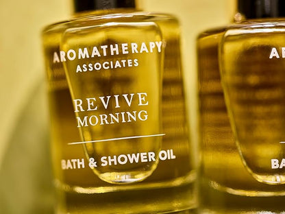 Aromatherapy Associates Perfect Partners Gift Set. 2 Premium Bath and Shower Oils (0.3 fl oz each) in Decorative Gift Box. Includes Deep Relax and Revive Morning Blends
