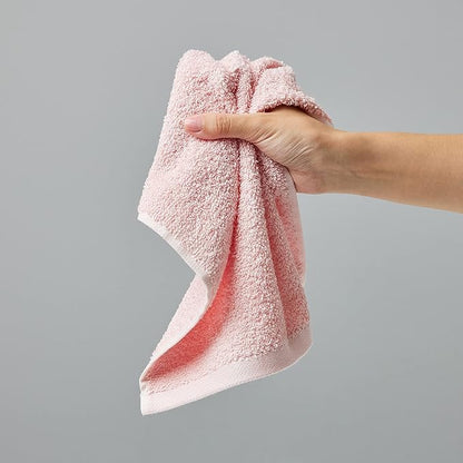 Amazon Basics face Towels for Bathroom, 100% Cotton Extra Absorbent washcloth, Fast Drying - Salon Towel - 144 Pack Petal Pink (12 x 12 inches)