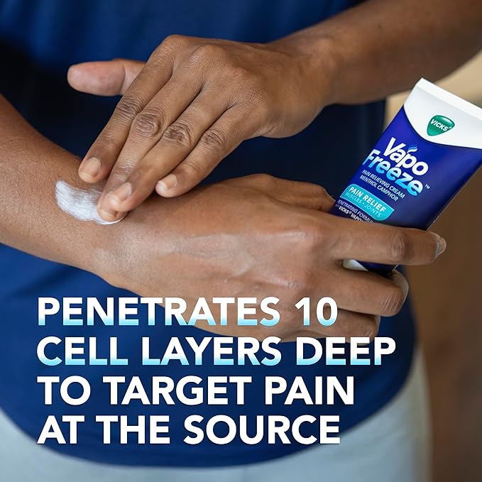 Vicks VapoFreeze Menthol Pain Relieving Cream 3oz, for Muscles & Joint Pain Associated with Arthritis, Simple Backaches, Strains, Sprains, Bruises, Vicks Vapors, Penetrating Formula