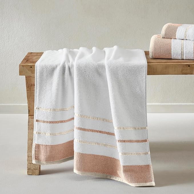 Great Bay Home Decorative Hand Towel Set - Luxury Cotton 4 Pack 26x16 Hand Towel Set - Luxurious, Ultra-Soft, Durable Towels for Bathroom Decor (Dusty Rose/Cappuccino)