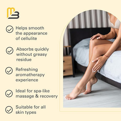 Firming Body Massage Oil with Collagen & Stem Cell – Helps Smooth The Appearance of Cellulite & Improve Skin Texture – Refreshing Aromatherapy Body Oil for Legs & Full Body – 8 Fl Oz by M3 Naturals