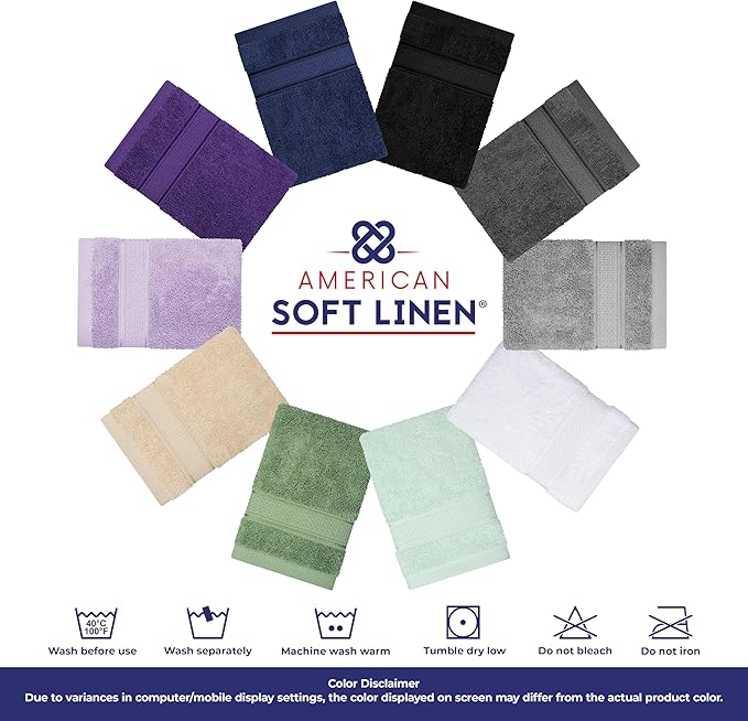 American Soft Linen Salem Washcloth Sets, 4 Piece Luxury 600 GSM 100% Cotton Washcloths for Bathroom, 13x13 inches Washrags Premium Quality Hand Face Towels, Beige