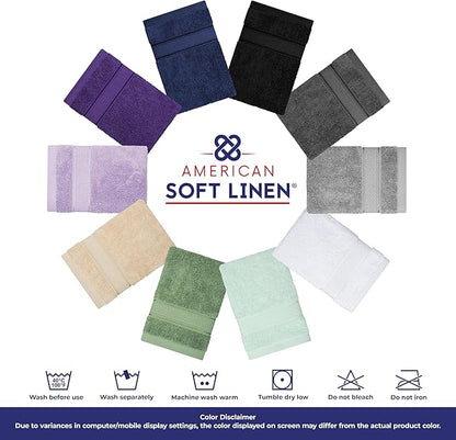 American Soft Linen Salem 100% Cotton Turkish 4 Piece Hand Towels for Bathroom, 600 GSM Soft Absorbent Quickdry Hand Face Towel Set, Cool Grey