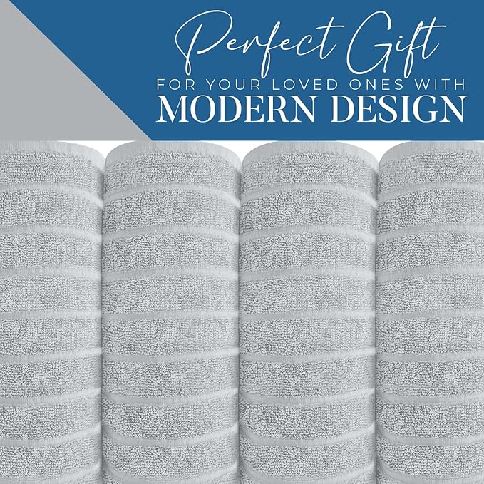 DAN RIVER Pack of 2 Bath Sheet 35x70 Inches, Extra Large Ribbed Oversized Bath Towels, Thick Absorbent Hotel Bath Towels - Highrise