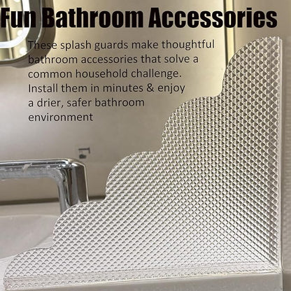 2PCS Shower Splash Guard for Bathtub Corner, 9.1 x 11.5 inches, Adhesive Water Guard for Bathroom Tubs and Sinks/Bathroom Gift/Accessories