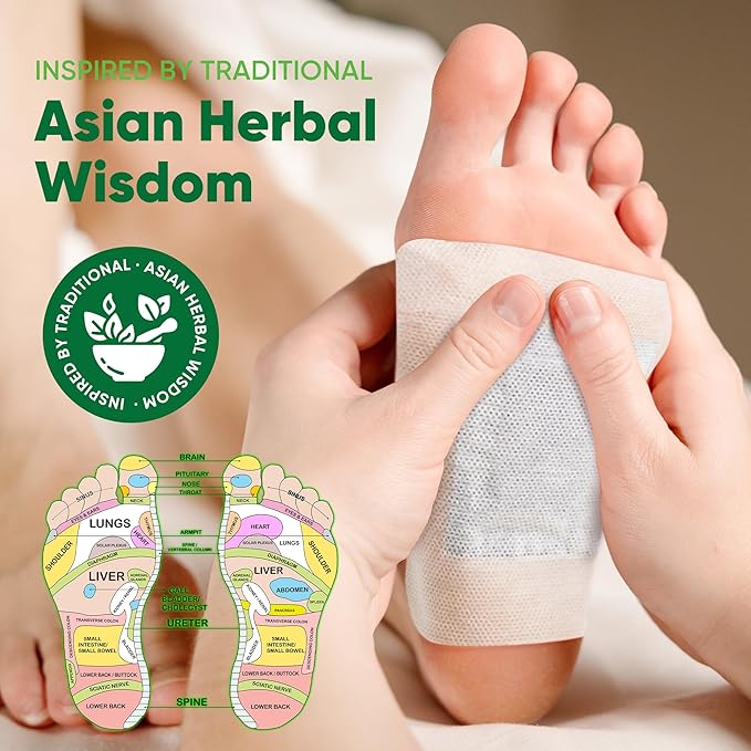 Natural Cleansing Foot Pads - Ginger Mugwort Bamboo Vinegar - Relieves Stress and Fatigue - Improves Sleep and Supports Body Cleansing - Premium Foot Care - 30 Pads (Pack of 1)