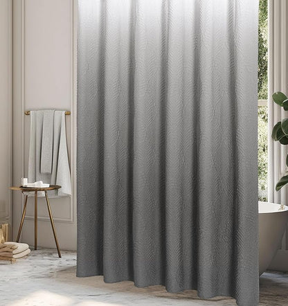 Gibelle Ombre Grey Shower Curtain for Bathroom, 3D Embossed Textured Fabric Shower Curtain, Modern Farmhouse Chic Soft Cloth Shower Curtain Set with Hooks, 72x72