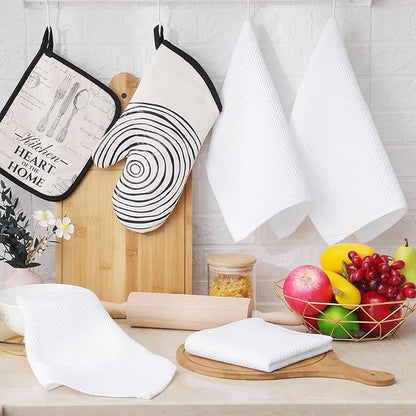 Homaxy 100% Cotton Waffle Weave Kitchen Dish Cloths, Ultra Soft Absorbent Quick Drying Dish Towels, 12 x 12 Inches, 8-Pack, White