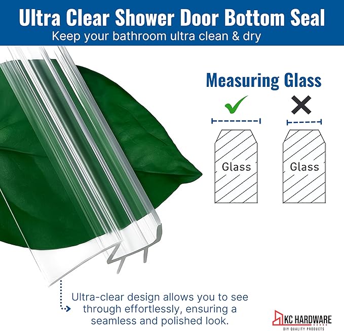 Frameless Shower Door Bottom Seal Strip for 3/8 in Glass- 95 in Length, Clear